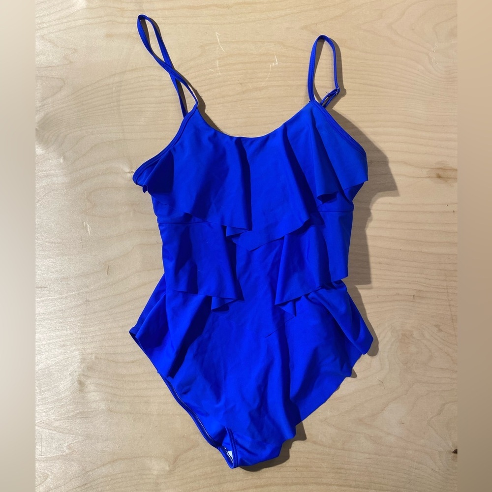 Blue Ruffled Swimsuit Large (OX) - Picture 4 of 10